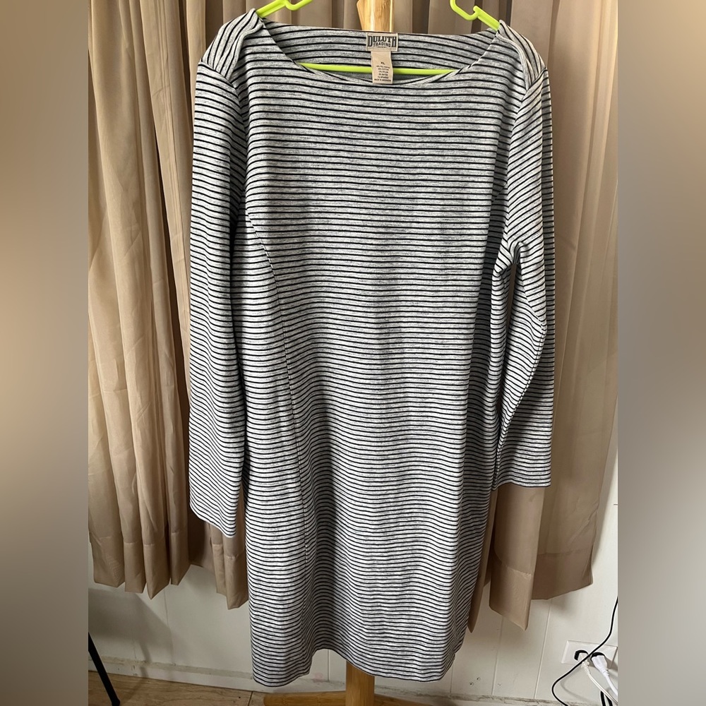 Duluth Trading Co Black and White Striped Dress
